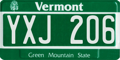 VT license plate YXJ206