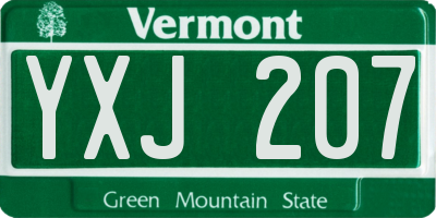 VT license plate YXJ207