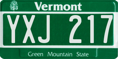 VT license plate YXJ217