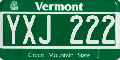 VT license plate YXJ222