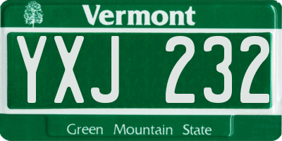 VT license plate YXJ232