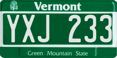 VT license plate YXJ233