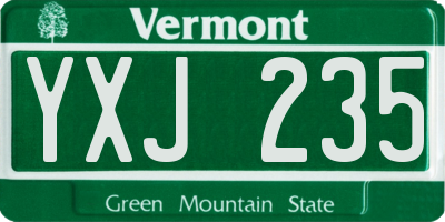 VT license plate YXJ235