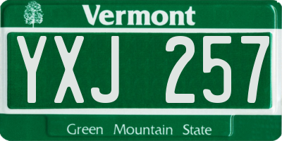 VT license plate YXJ257