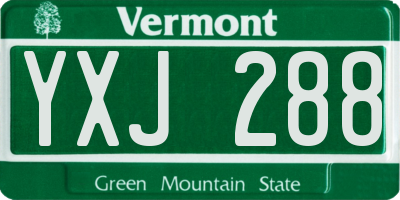 VT license plate YXJ288