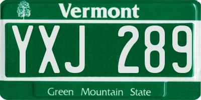 VT license plate YXJ289