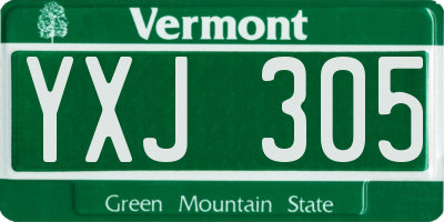 VT license plate YXJ305