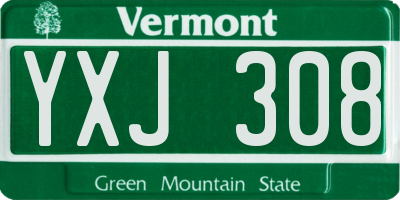 VT license plate YXJ308