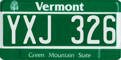VT license plate YXJ326