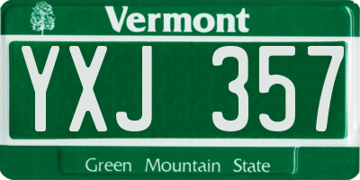 VT license plate YXJ357