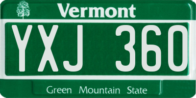 VT license plate YXJ360