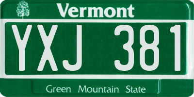 VT license plate YXJ381