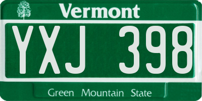 VT license plate YXJ398