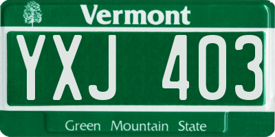 VT license plate YXJ403