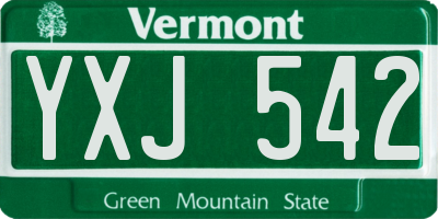 VT license plate YXJ542