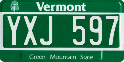 VT license plate YXJ597