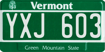 VT license plate YXJ603