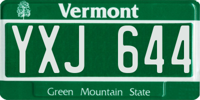 VT license plate YXJ644
