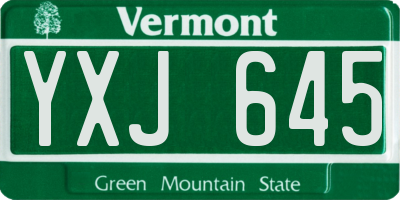 VT license plate YXJ645