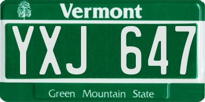VT license plate YXJ647
