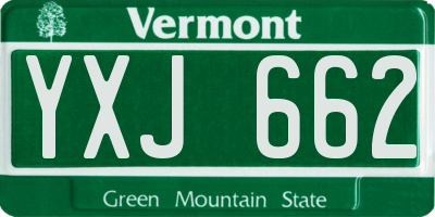 VT license plate YXJ662