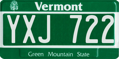 VT license plate YXJ722