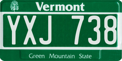 VT license plate YXJ738