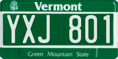 VT license plate YXJ801