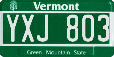 VT license plate YXJ803