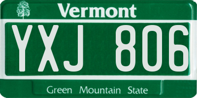 VT license plate YXJ806
