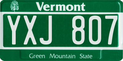 VT license plate YXJ807