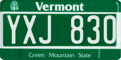 VT license plate YXJ830