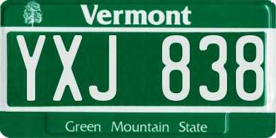VT license plate YXJ838