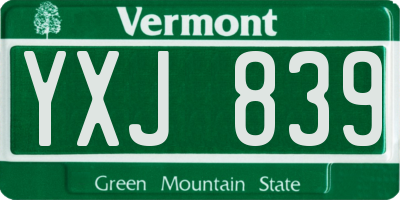 VT license plate YXJ839