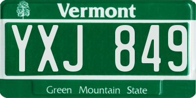 VT license plate YXJ849