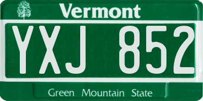 VT license plate YXJ852
