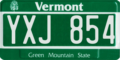 VT license plate YXJ854