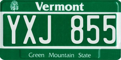 VT license plate YXJ855