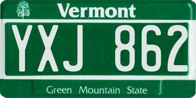 VT license plate YXJ862