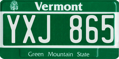 VT license plate YXJ865