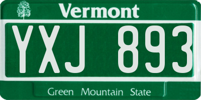 VT license plate YXJ893