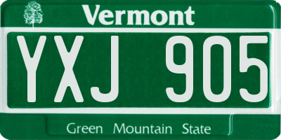 VT license plate YXJ905