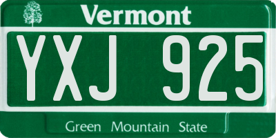 VT license plate YXJ925
