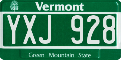 VT license plate YXJ928
