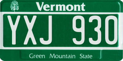 VT license plate YXJ930