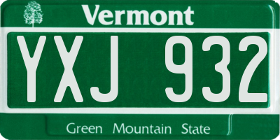 VT license plate YXJ932