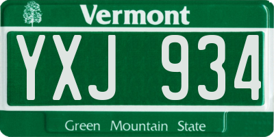 VT license plate YXJ934