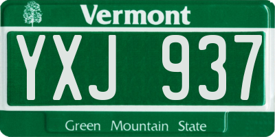 VT license plate YXJ937
