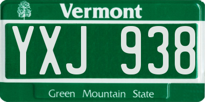 VT license plate YXJ938