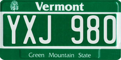 VT license plate YXJ980